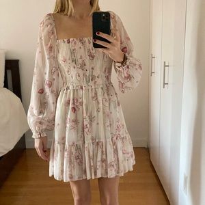 Aritzia Wilfred Tempest Mini Smocked Bodice Dress